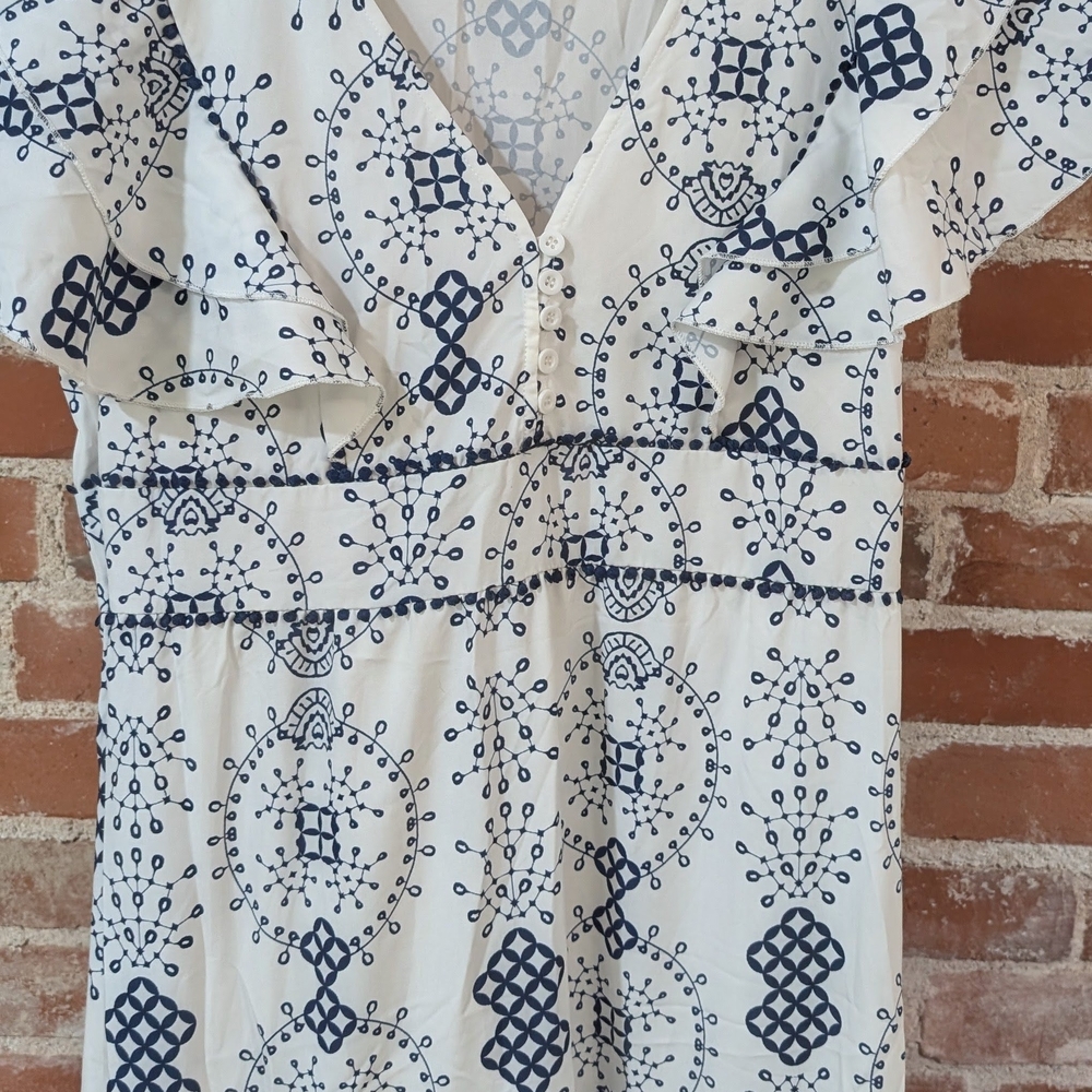 White and Blue Patterned Dress (Greek Inspired)